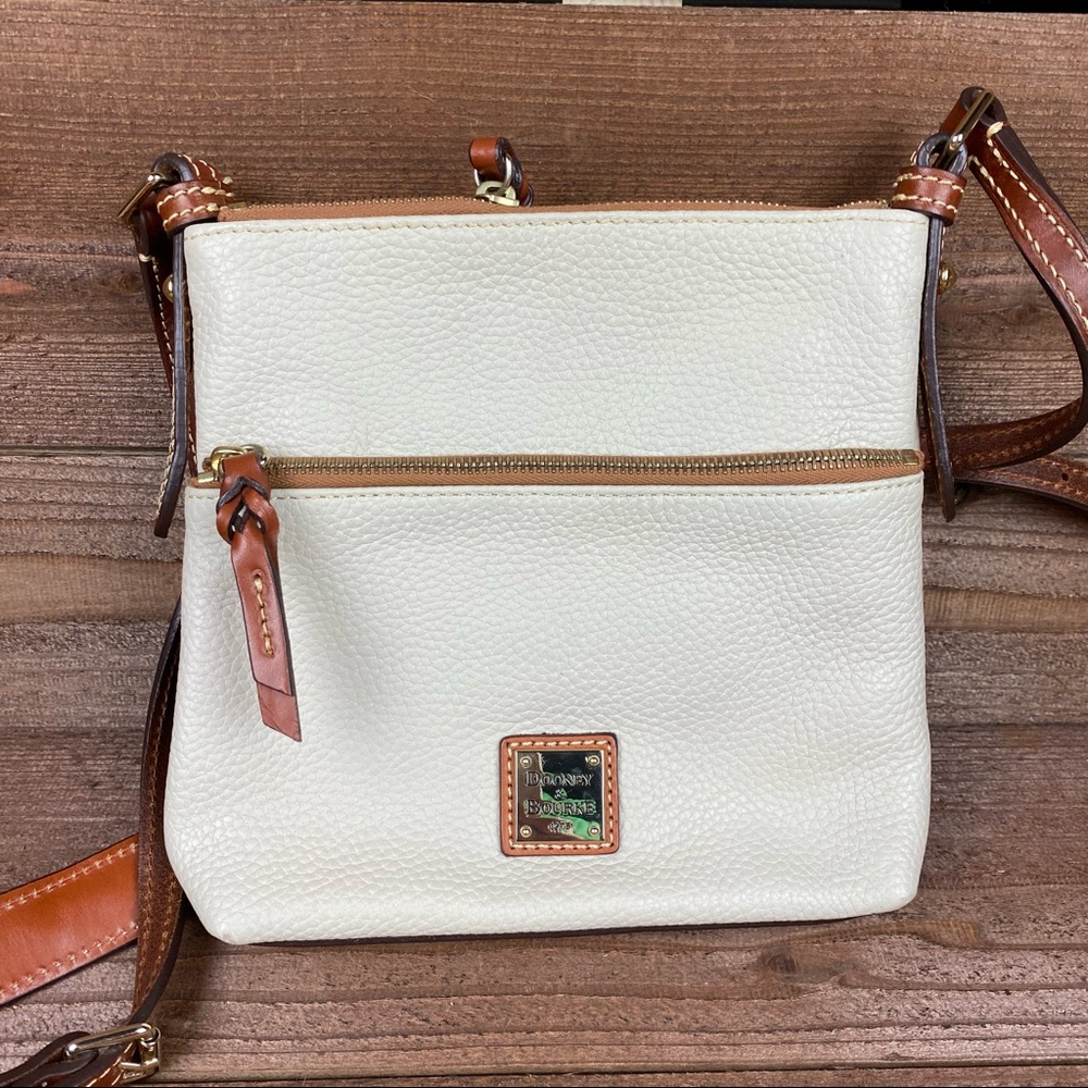Dooney & Bourke Cream Pebbled Leather Crossbody Bag